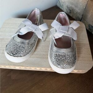 Carter's Sparkly Silver Dress Shoes with Ribbon